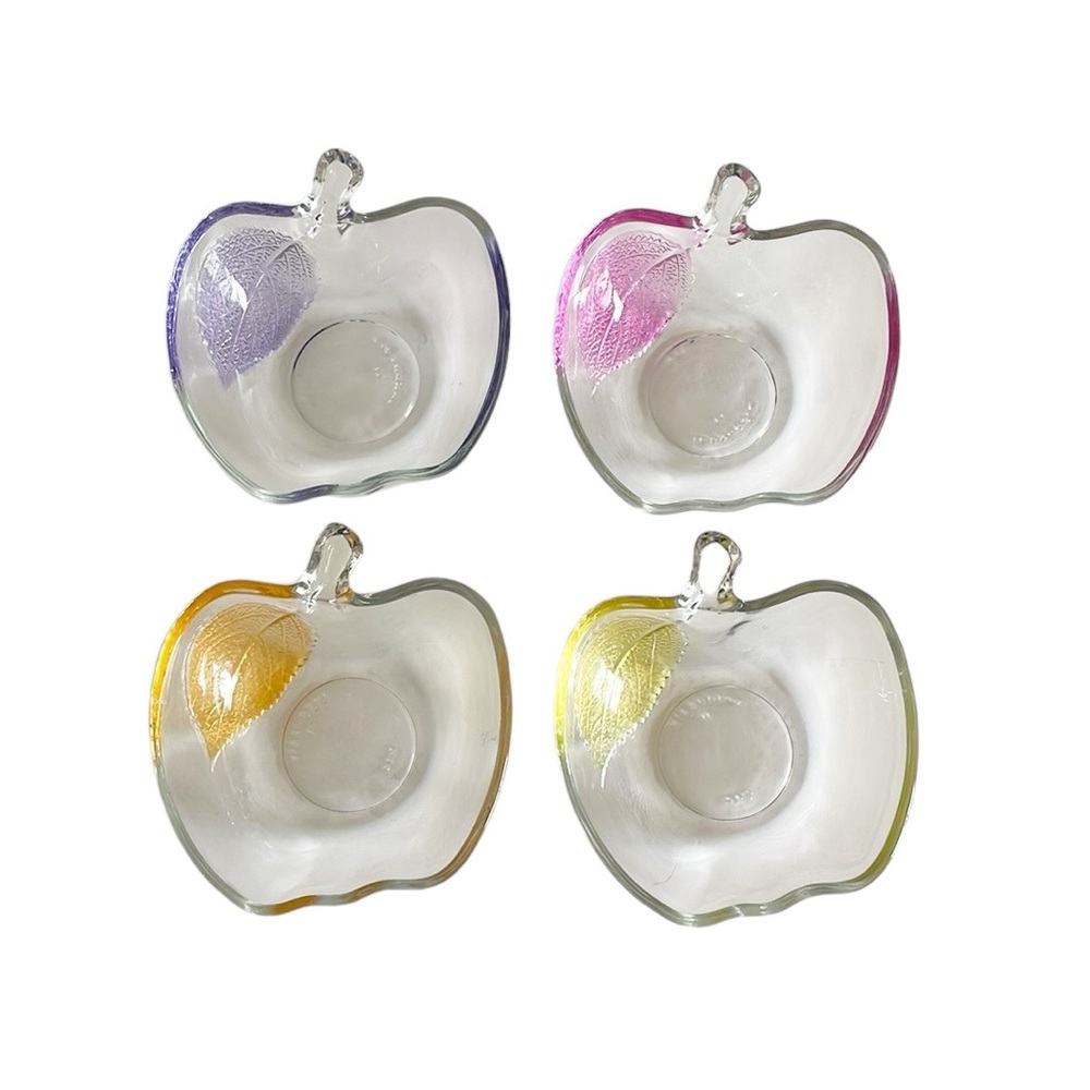 Kig Indonesia Clear Leaf Apple Shaped Dish Bowl set of 4